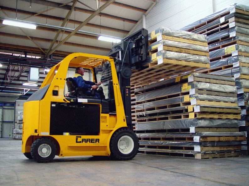 Forklift in sheet metal storage & fabrication 